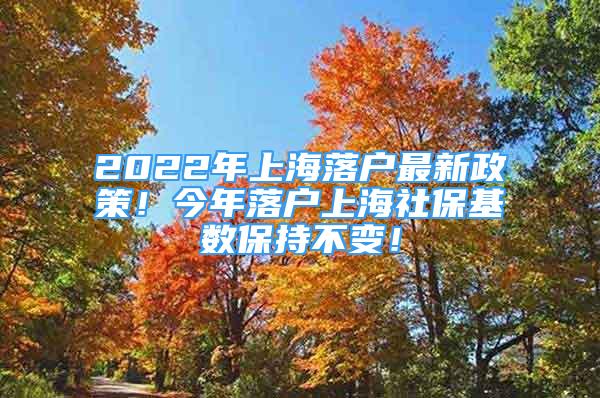 2022年上海落户最新政策！今年落户上海社保基数保持不变！