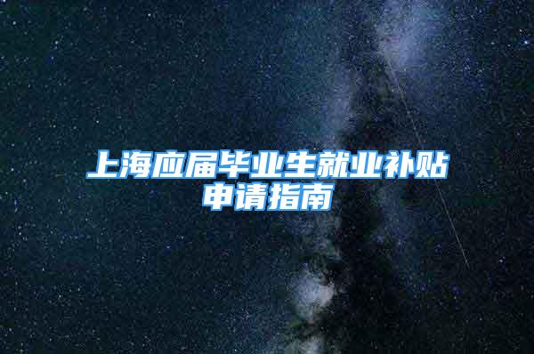 上海应届毕业生就业补贴申请指南