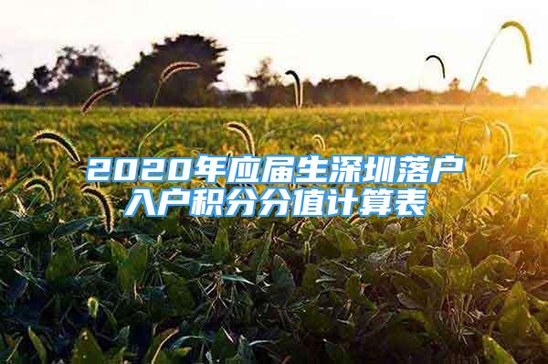 2020年应届生深圳落户入户积分分值计算表