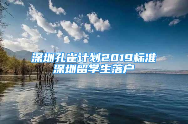 深圳孔雀计划2019标准深圳留学生落户