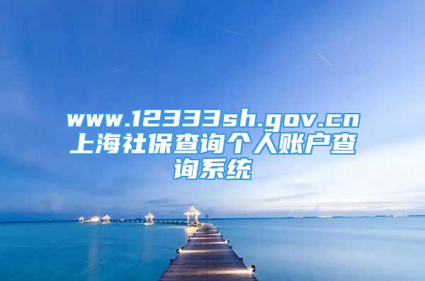 www.12333sh.gov.cn上海社保查询个人账户查询系统