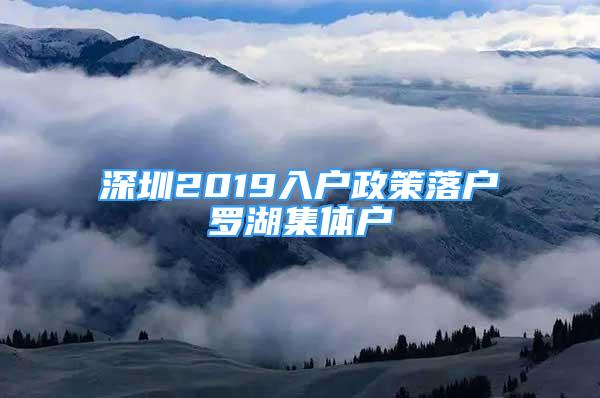 深圳2019入户政策落户罗湖集体户