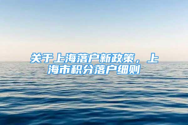 关于上海落户新政策，上海市积分落户细则