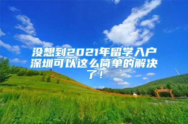 没想到2021年留学入户深圳可以这么简单的解决了！