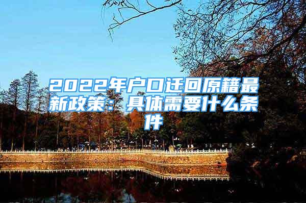 2022年户口迁回原籍最新政策：具体需要什么条件