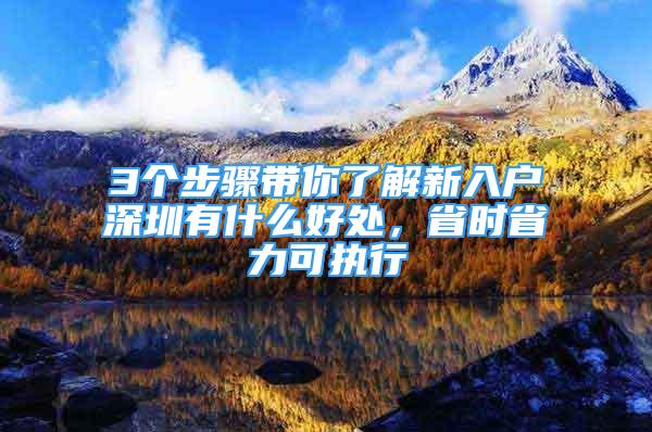 3个步骤带你了解新入户深圳有什么好处，省时省力可执行