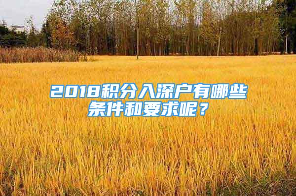 2018积分入深户有哪些条件和要求呢？