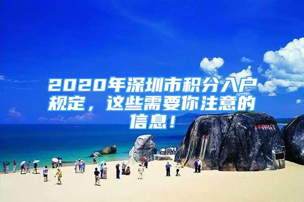 2020年深圳市积分入户规定，这些需要你注意的信息！