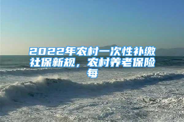 2022年农村一次性补缴社保新规，农村养老保险每