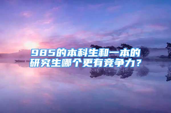 985的本科生和一本的研究生哪个更有竞争力？