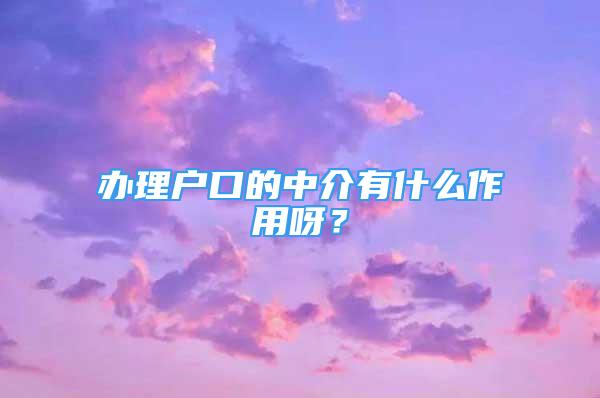 办理户口的中介有什么作用呀？