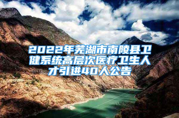 2022年芜湖市南陵县卫健系统高层次医疗卫生人才引进40人公告