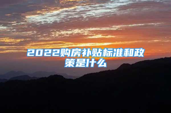 2022购房补贴标准和政策是什么