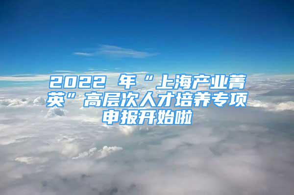 2022 年“上海产业菁英”高层次人才培养专项申报开始啦