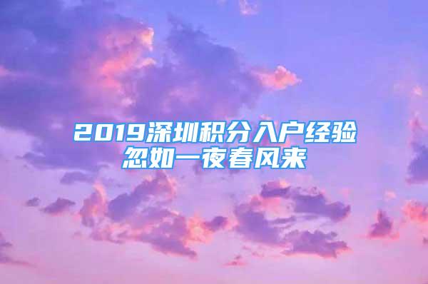 2019深圳积分入户经验忽如一夜春风来