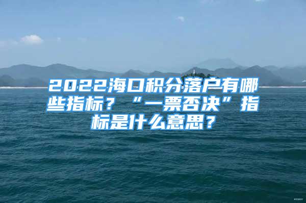 2022海口积分落户有哪些指标？“一票否决”指标是什么意思？