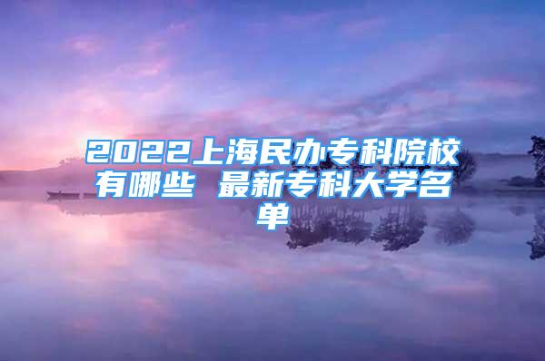 2022上海民办专科院校有哪些 最新专科大学名单