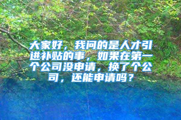 大家好，我问的是人才引进补贴的事，如果在第一个公司没申请，换了个公司，还能申请吗？