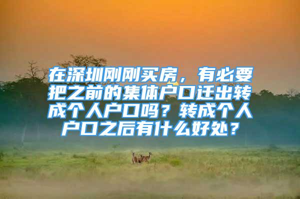 在深圳刚刚买房，有必要把之前的集体户口迁出转成个人户口吗？转成个人户口之后有什么好处？