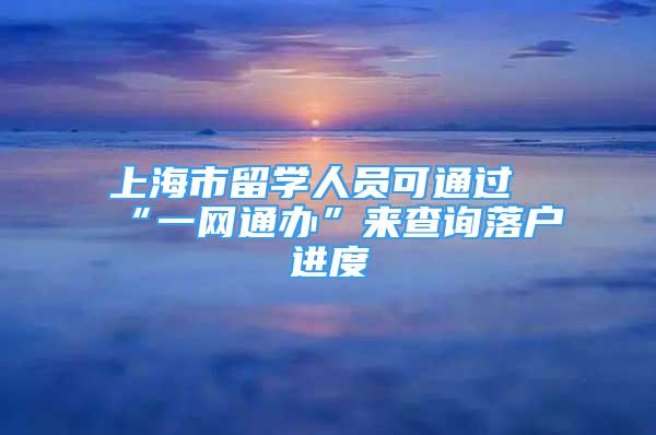 上海市留学人员可通过“一网通办”来查询落户进度