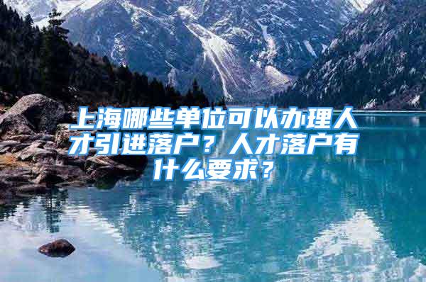 上海哪些单位可以办理人才引进落户？人才落户有什么要求？