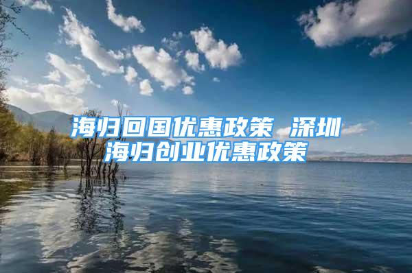 海归回国优惠政策 深圳海归创业优惠政策