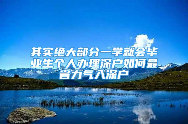 其实绝大部分一学就会毕业生个人办理深户如何最省力气入深户