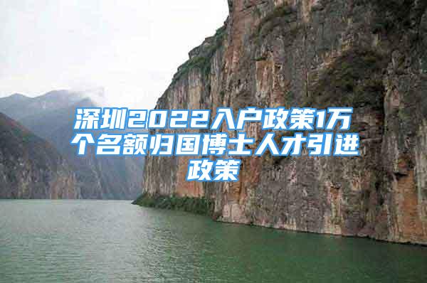 深圳2022入户政策1万个名额归国博士人才引进政策