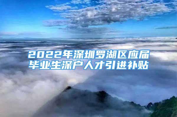 2022年深圳罗湖区应届毕业生深户人才引进补贴