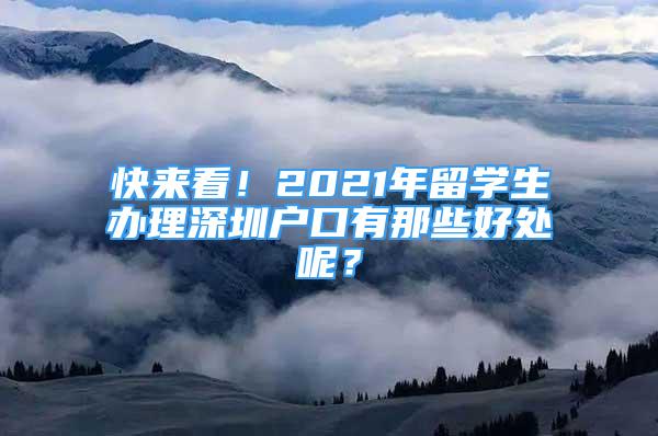 快来看！2021年留学生办理深圳户口有那些好处呢？