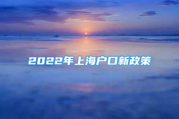 2022年上海户口新政策