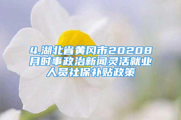 4.湖北省黄冈市20208月时事政治新闻灵活就业人员社保补贴政策