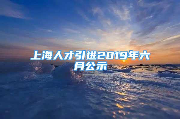 上海人才引进2019年六月公示