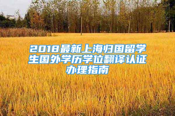 2018最新上海归国留学生国外学历学位翻译认证办理指南