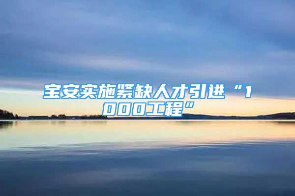 宝安实施紧缺人才引进“1000工程”