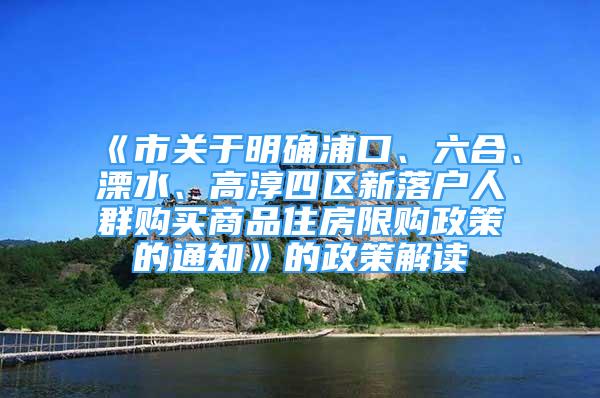 《市关于明确浦口、六合、溧水、高淳四区新落户人群购买商品住房限购政策的通知》的政策解读