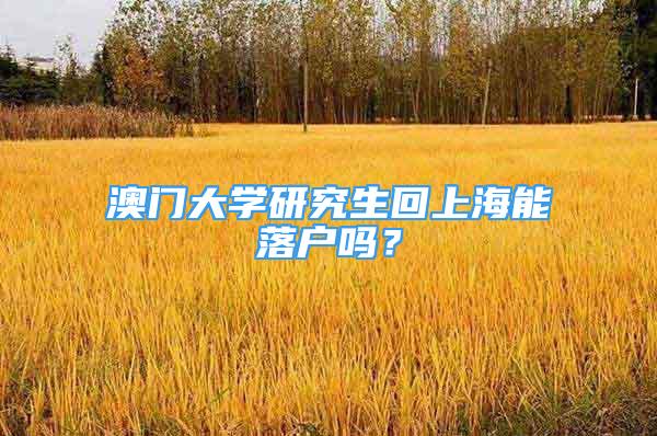 澳门大学研究生回上海能落户吗？