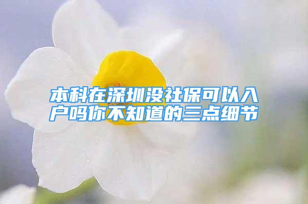 本科在深圳没社保可以入户吗你不知道的三点细节