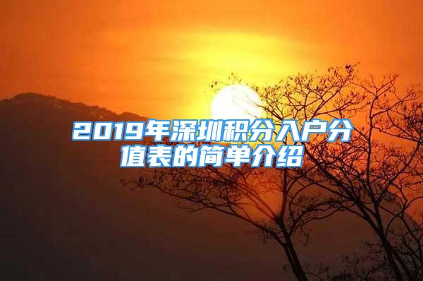 2019年深圳积分入户分值表的简单介绍