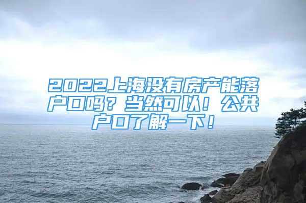 2022上海没有房产能落户口吗？当然可以！公共户口了解一下！