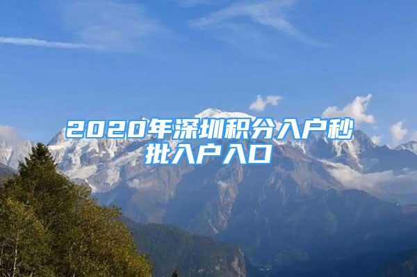 2020年深圳积分入户秒批入户入口