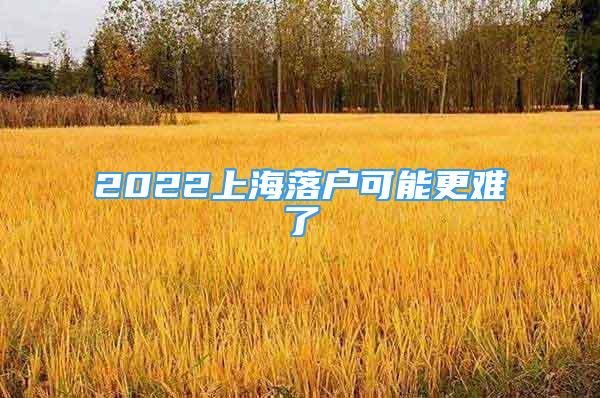 2022上海落户可能更难了