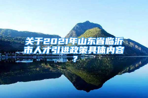 关于2021年山东省临沂市人才引进政策具体内容？