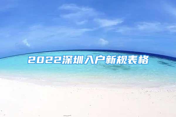 2022深圳入户新规表格