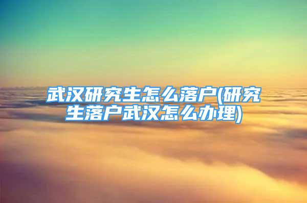 武汉研究生怎么落户(研究生落户武汉怎么办理)