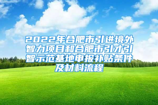 2022年合肥市引进境外智力项目和合肥市引才引智示范基地申报补贴条件及材料流程