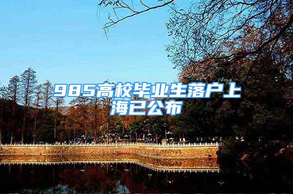 985高校毕业生落户上海已公布