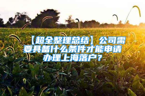 【超全整理总结】公司需要具备什么条件才能申请办理上海落户？