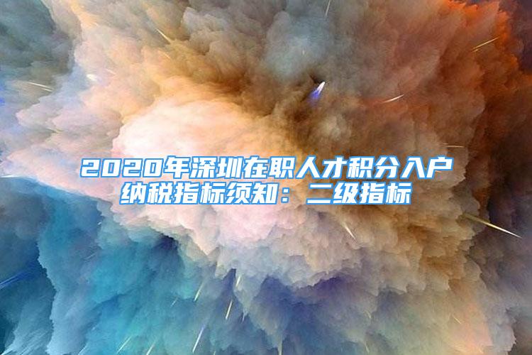 2020年深圳在职人才积分入户纳税指标须知：二级指标