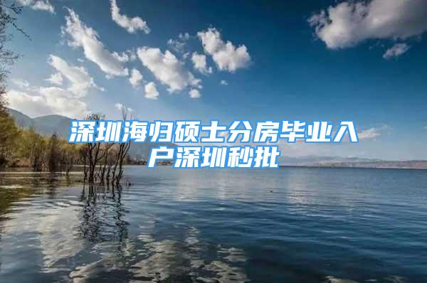 深圳海归硕士分房毕业入户深圳秒批